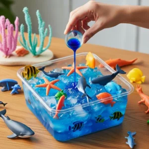 Students participating in an Ocean Ice Melt activity to study environmental changes.