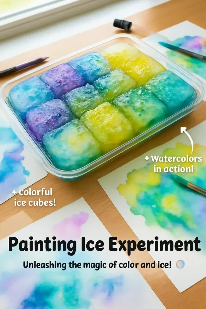 Colorful painting on ice experiment showcasing vibrant art techniques.