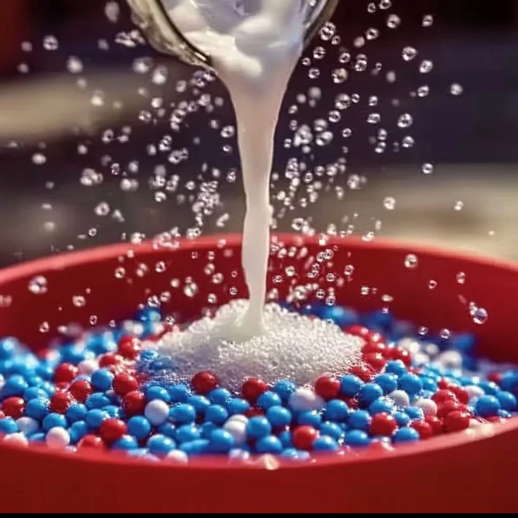 Patriotic Pop-Rocks Explosion foam with vibrant colors for festive celebrations