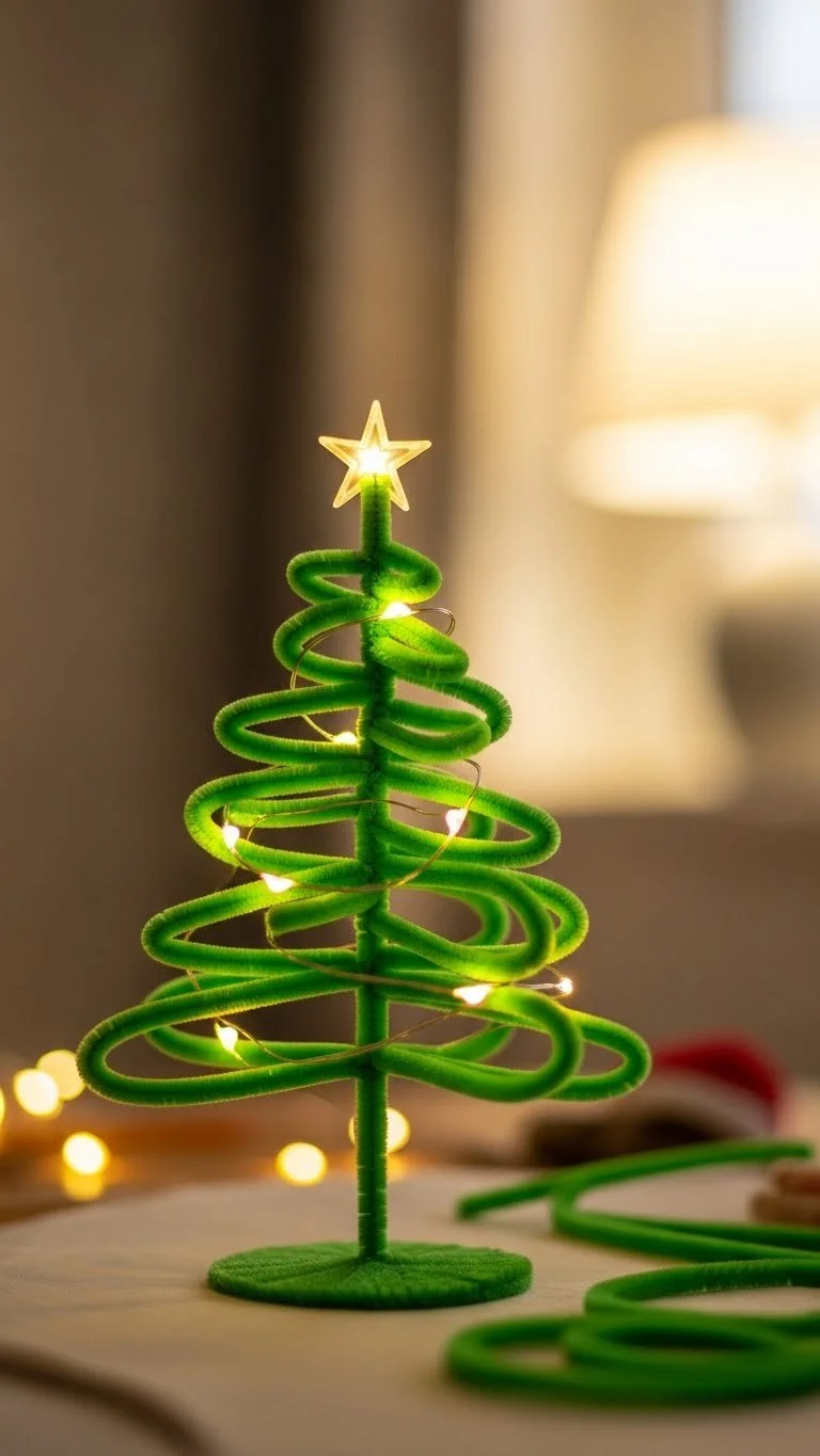 Colorful Pipe Cleaner Christmas Tree for DIY holiday decor
