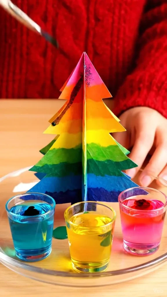 Beautiful Rainbow Crystal Christmas Tree decoration shining in festive colors