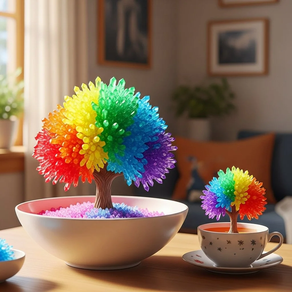 Rainbow Crystal Snowflakes reflecting colorful light