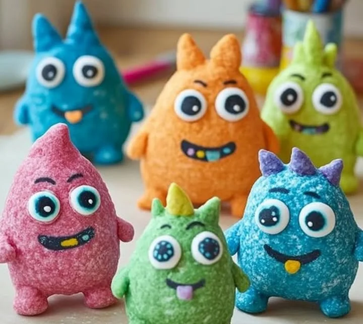 Colorful salt dough monster pets for kids' crafts