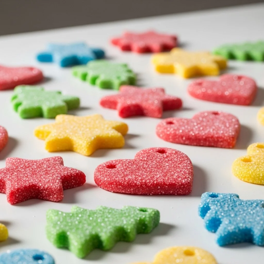 Homemade salt dough ornaments hanging on a Christmas tree