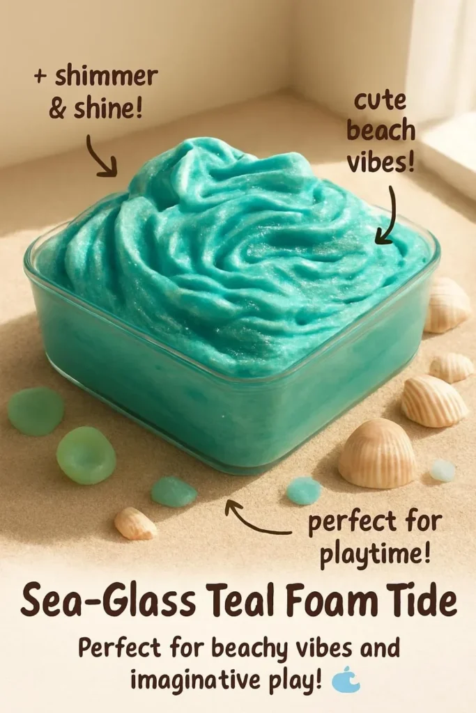 Decor featuring Sea-Glass Teal Foam Tide shades in a coastal theme.