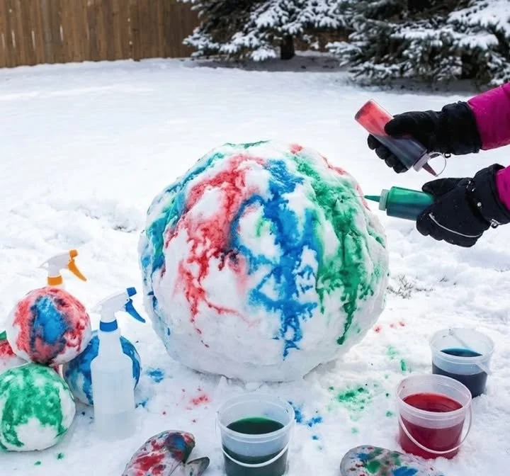 Colorful snowball painting artwork showcasing winter-themed creativity.
