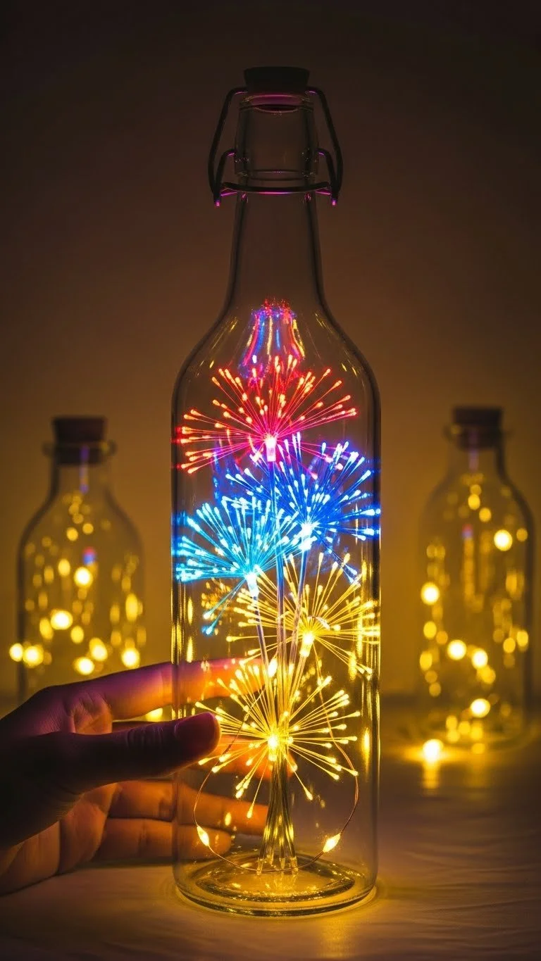 Sparkly Fireworks Sensory Bottle with colorful glitters and vivid liquid for calming effects