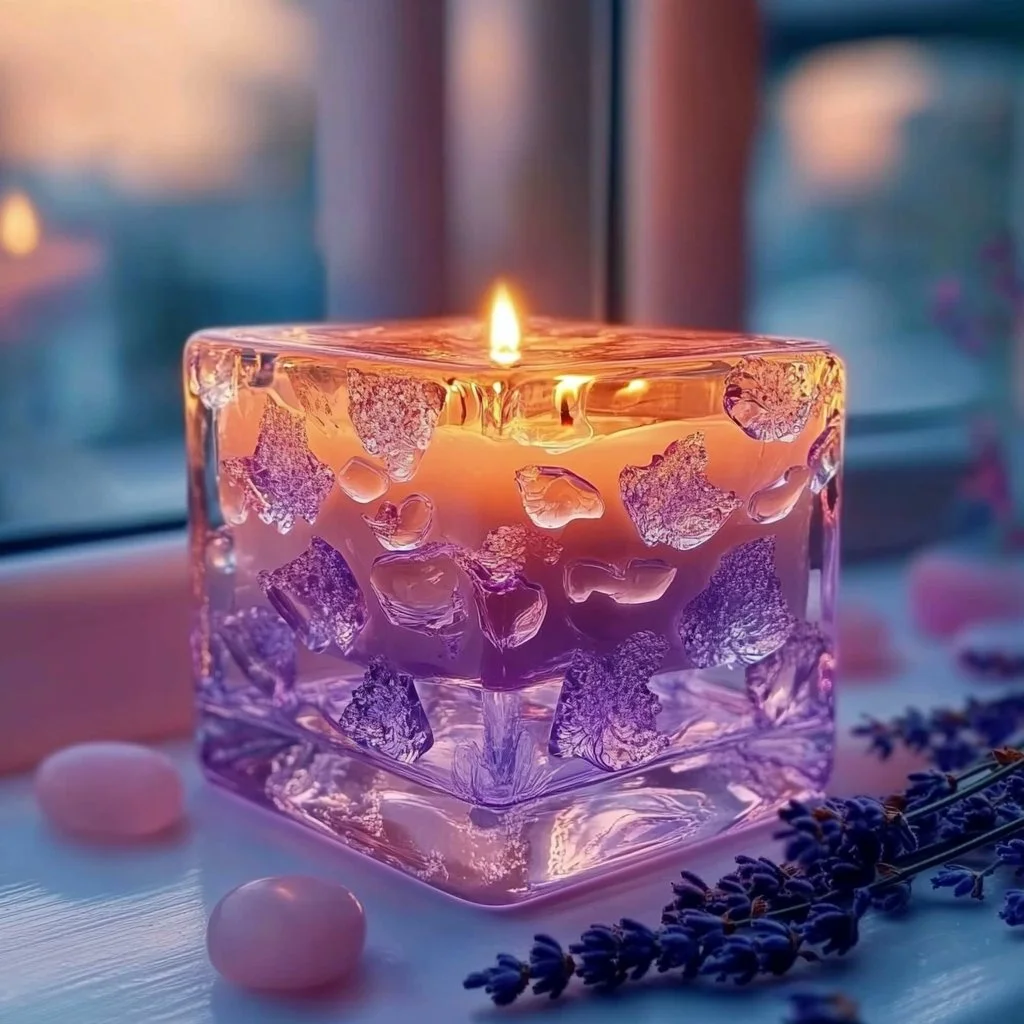 Stunning glass art candle showcasing intricate designs and vibrant colors.