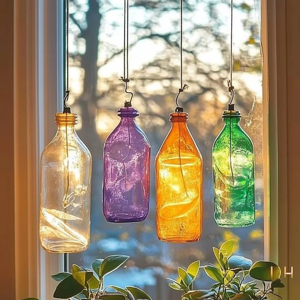 Vibrant suncatchers reflecting sunlight, creating a beautiful spectrum of colors.