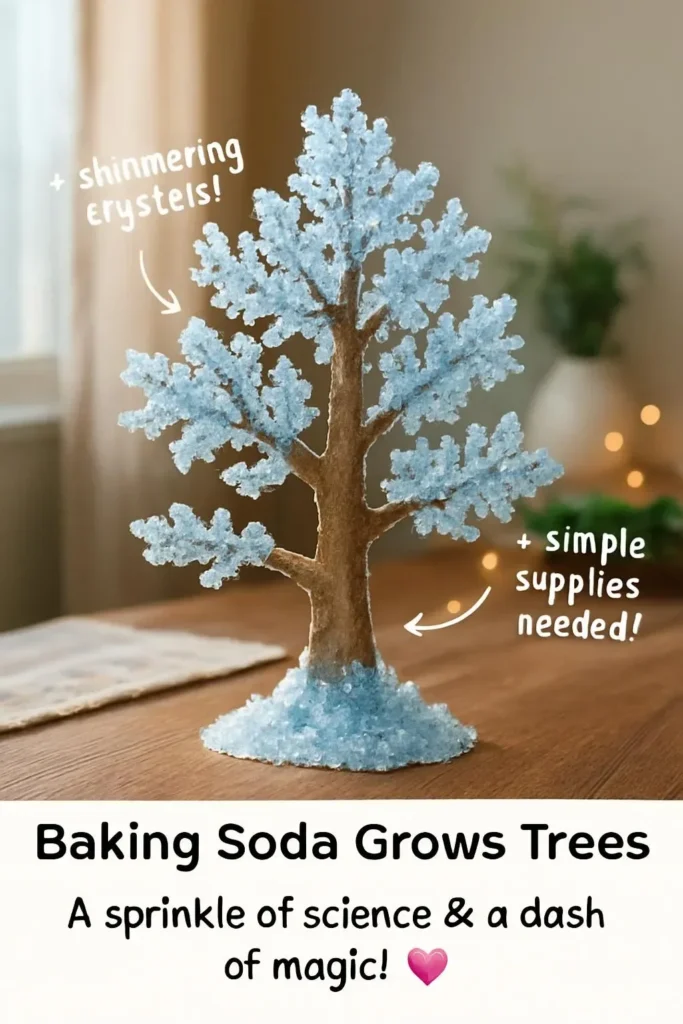 Colorful cardboard trees decorated with sparkling crystals for a fun science project.
