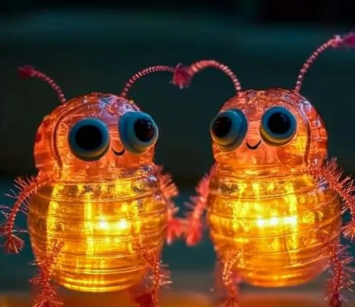 Colorful water bottles with cute love bug designs for hydration