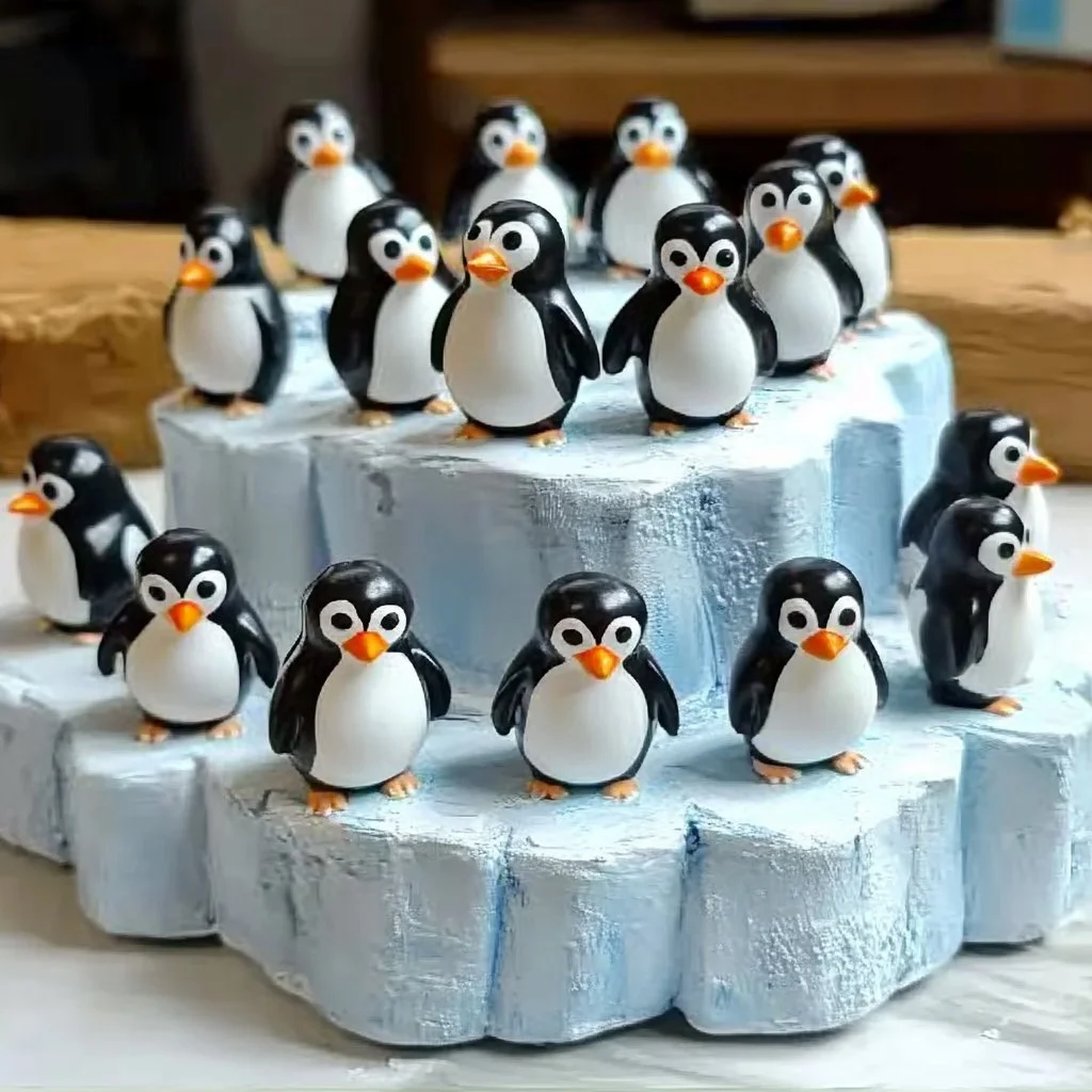 Winter Penguin Iceberg Display with penguins on ice