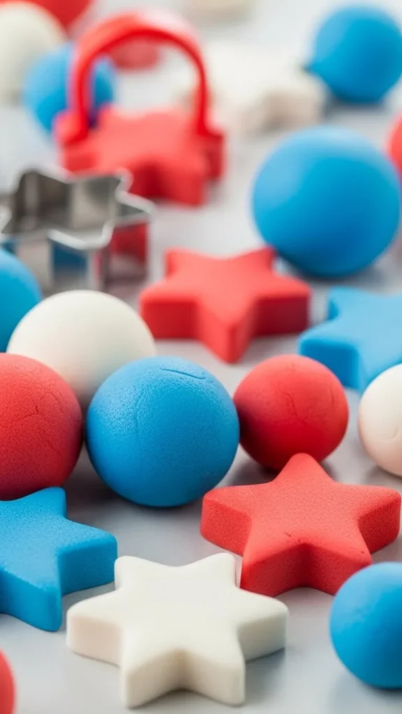 Colorful 4th of July Foam Dough for creative activities and kids' fun.
