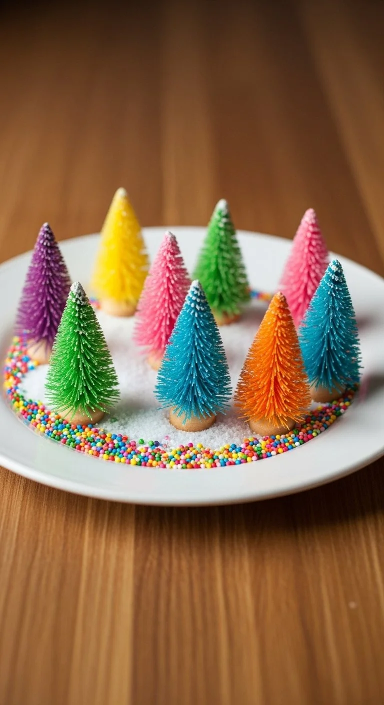 Baking soda crystal growing tree showcasing colorful crystalline formations.