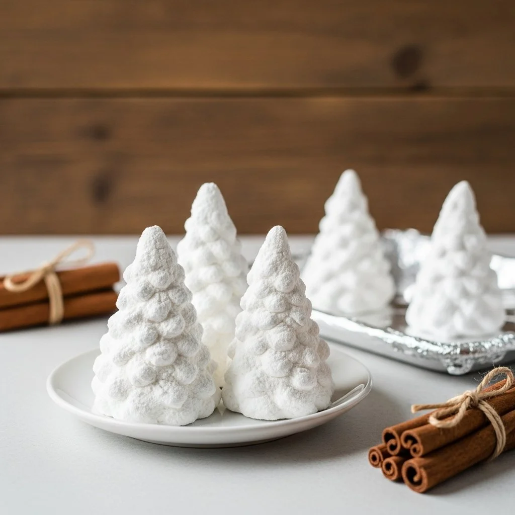 Baking soda used to enhance growth of pine trees in a garden setting.