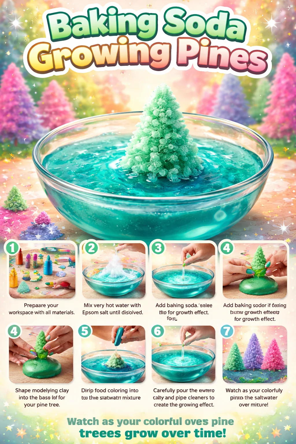 Baking soda being used to promote the growth of healthy pines.