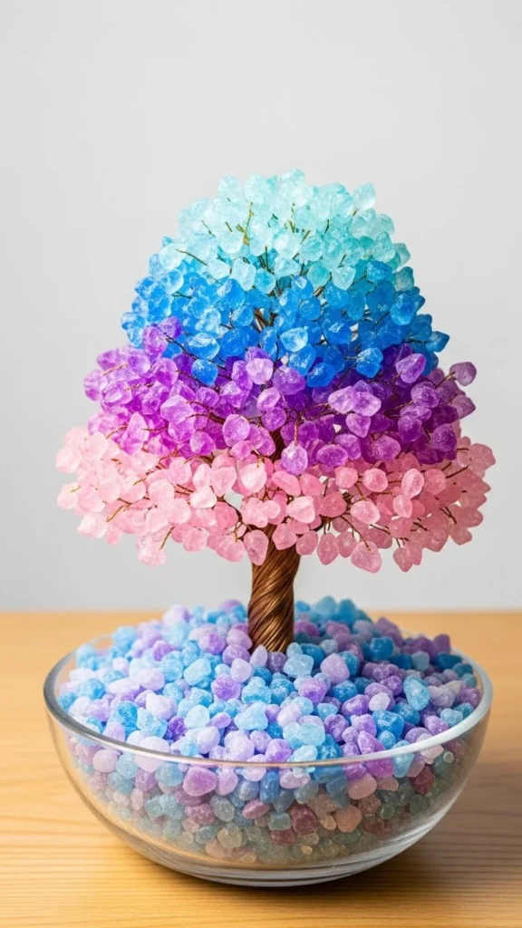 Baking soda used to create a growing tree experiment showing its fun reaction