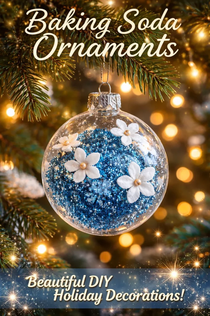 Baking soda ornaments decorated for the holidays