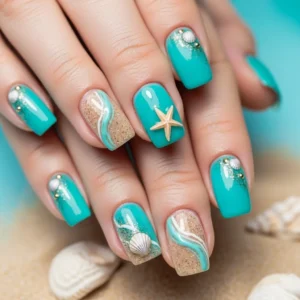 Creative beach nails designs showcasing vibrant summer colors and patterns