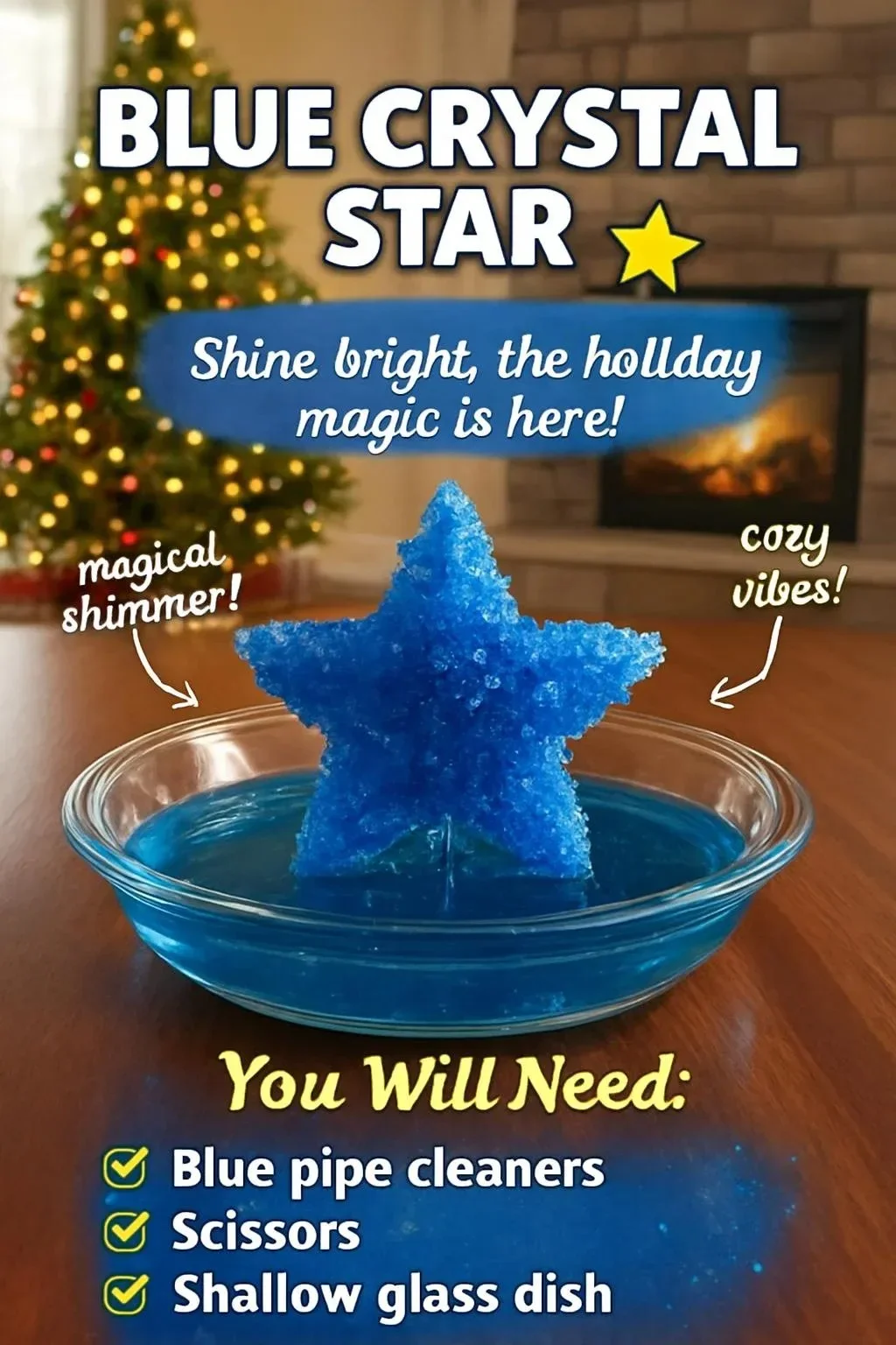 A stunning Blue Crystal Star gemstone reflecting light in various shades of blue.