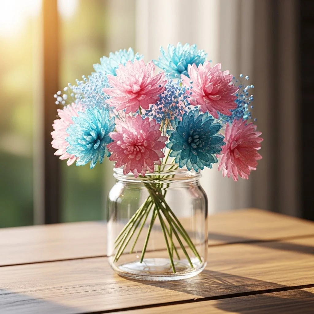 Colorful Borax crystal flowers showcasing stunning crystal formations.