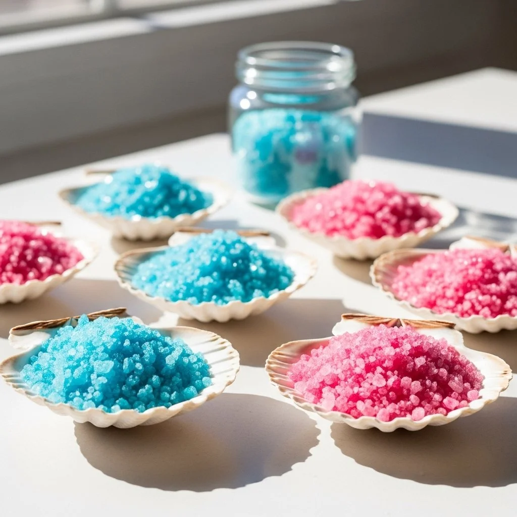 Beautiful Borax Crystal Seashells display for home decor and crafts