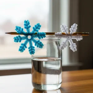 Beautiful Borax snowflakes formed during a winter craft project.