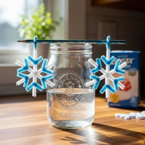 Beautiful Borax snowflakes glittering in sunlight, showcasing unique crystal formations.