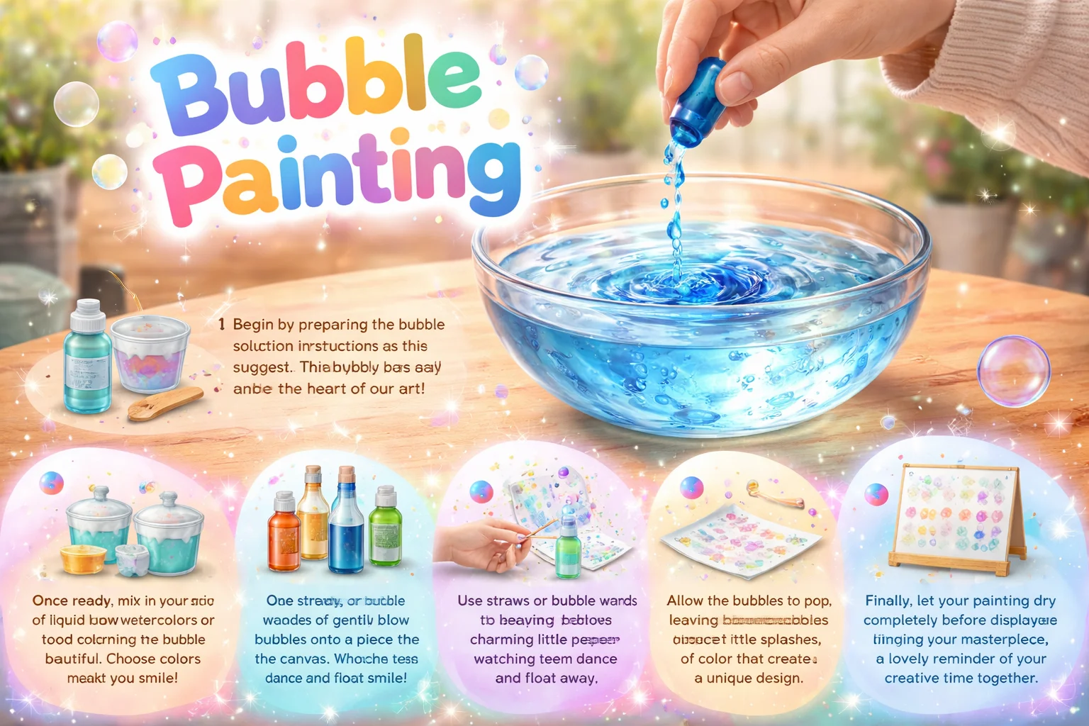 Colorful bubble painting artwork with vibrant patterns and textures.