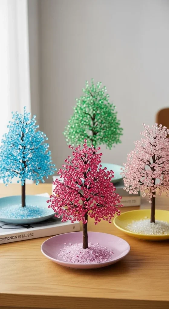 Beautifully crafted cardstock crystal trees for decorative projects