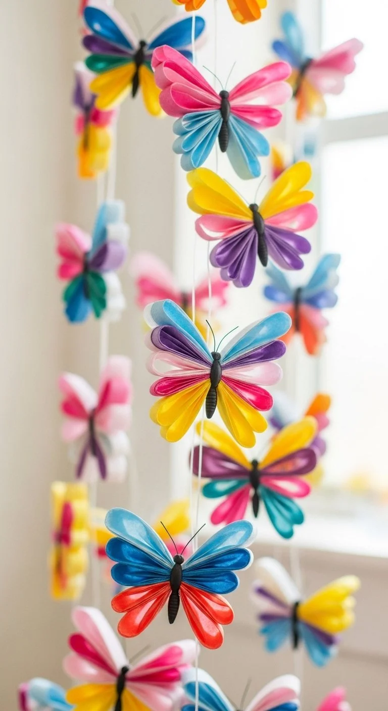 Colorful coffee filter butterflies created using chromatography technique.