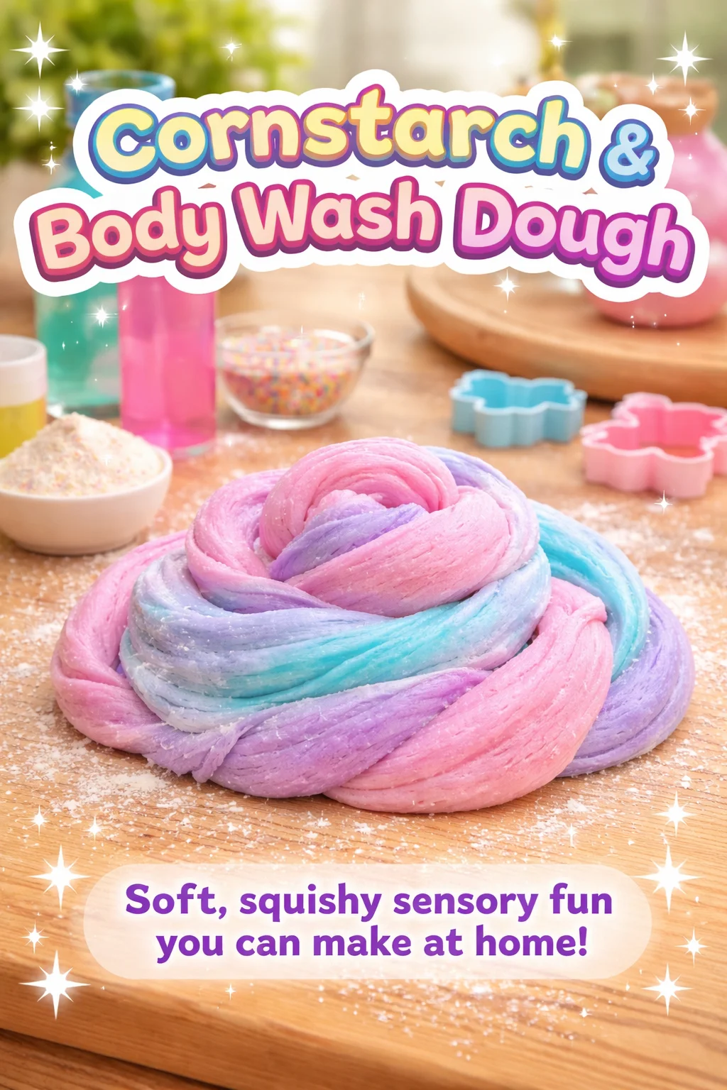 Cornstarch and body wash dough for a natural cleansing experience