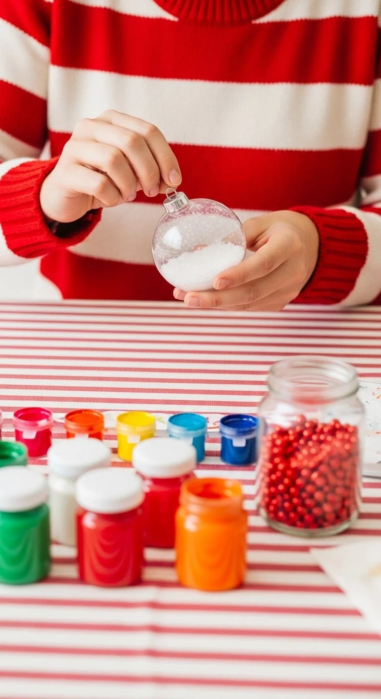 Colorful Cosmic Candy Cane ornaments hanging on a Christmas tree.