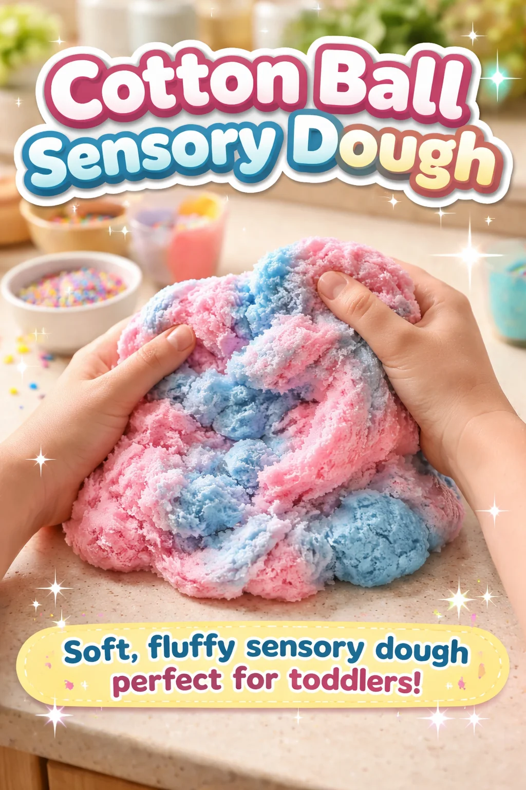 Cotton Ball Sensory Dough for creative sensory play and development