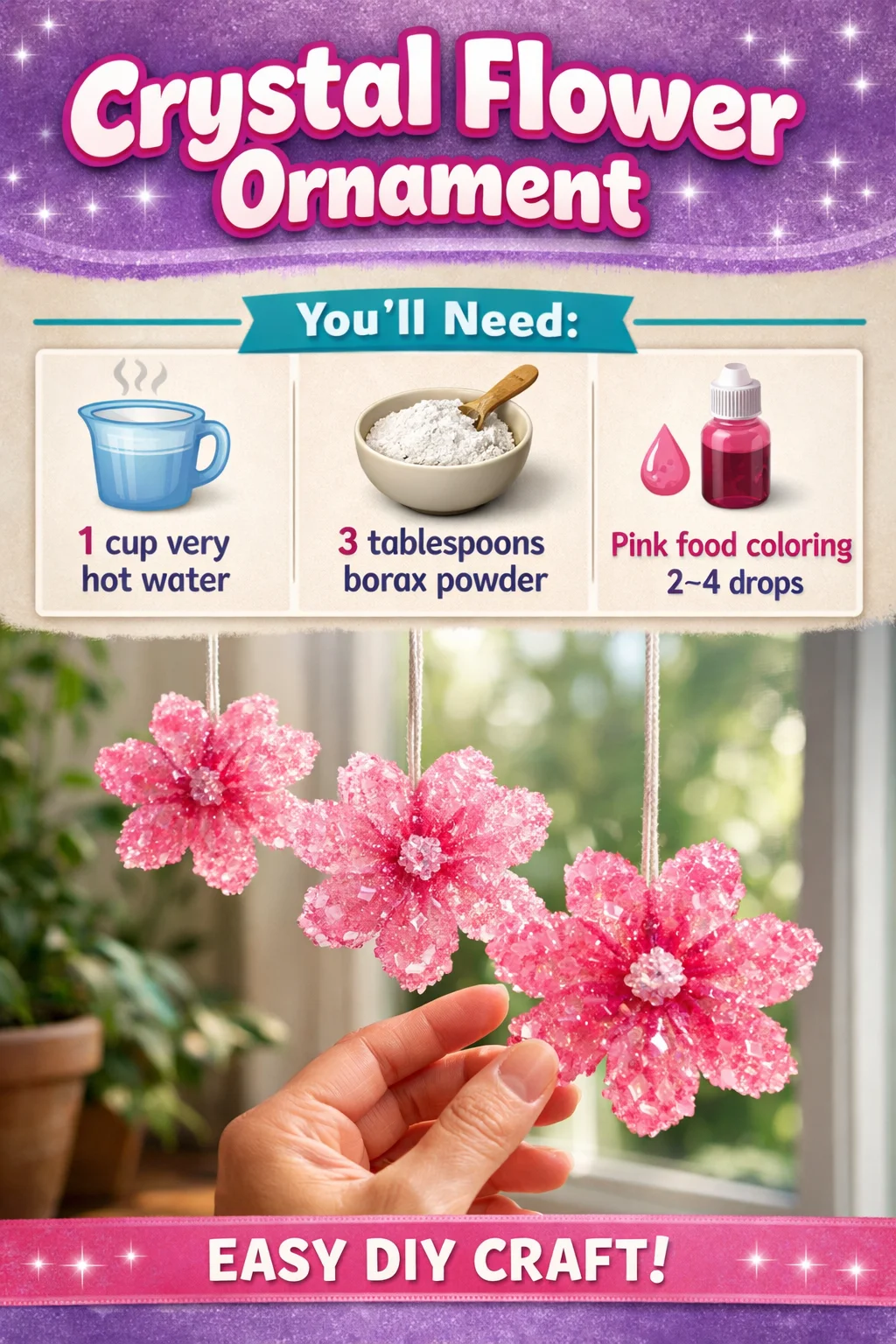 Crystal Flower Ornament showcasing intricate design and sparkling beauty