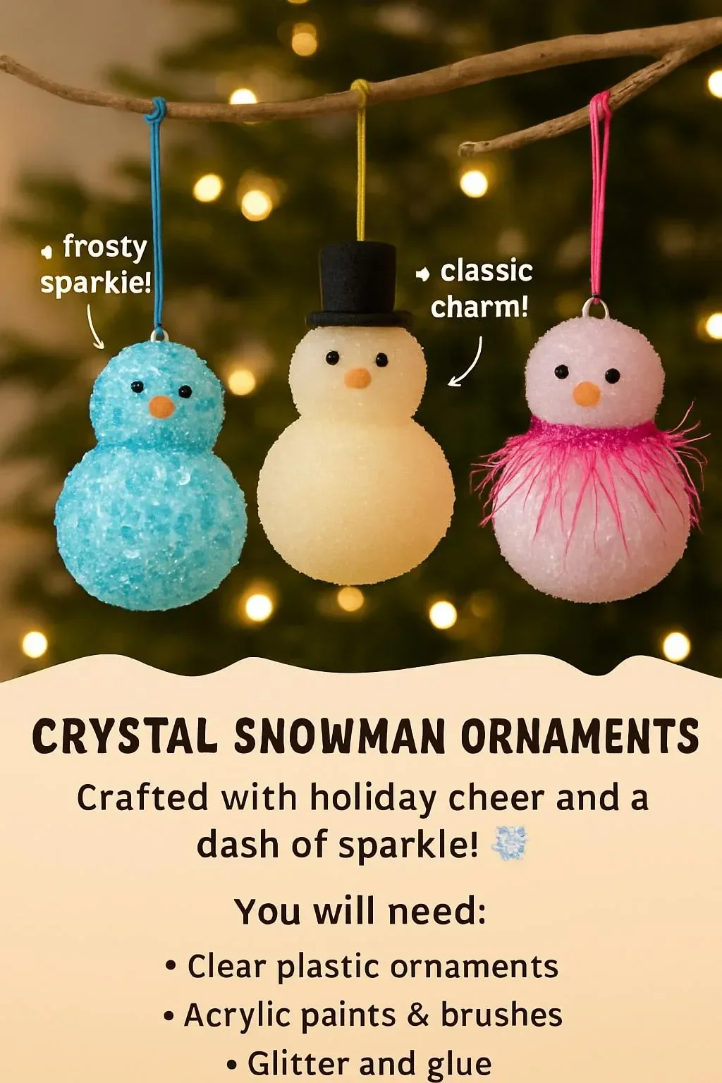 Elegant crystal snowman ornaments for festive holiday decoration