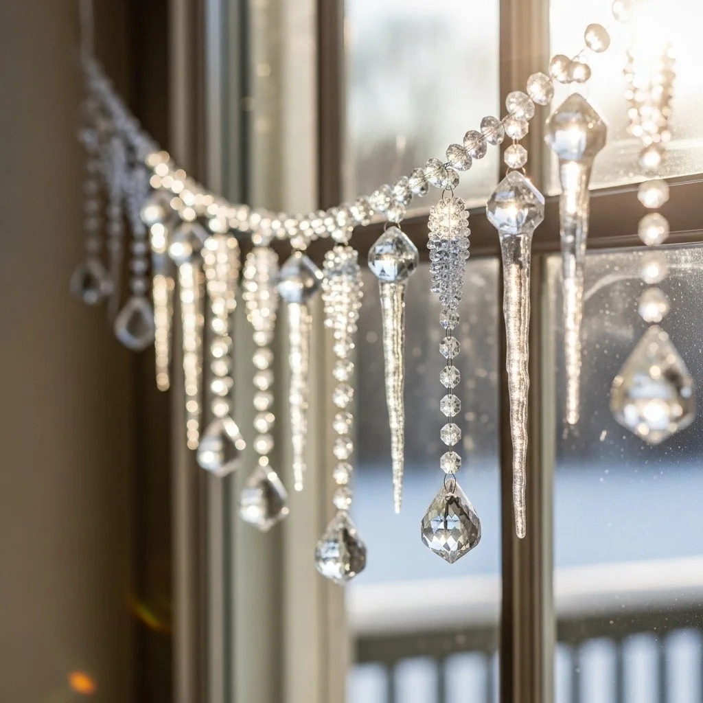 Beautiful Crystal Sugar window garland embellishing a room