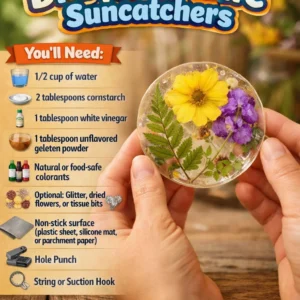 Colorful DIY bioplastic suncatchers hanging in sunlight, showcasing eco-friendly art.