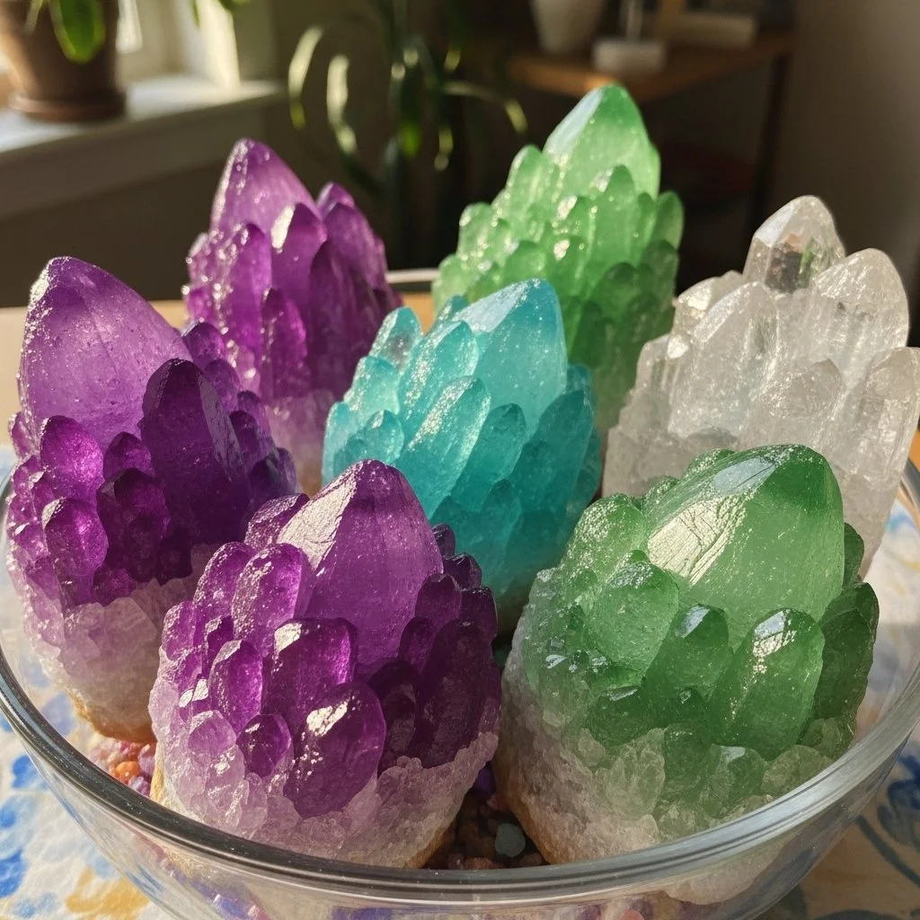 Colorful DIY Borax crystals created through a fun science project for kids