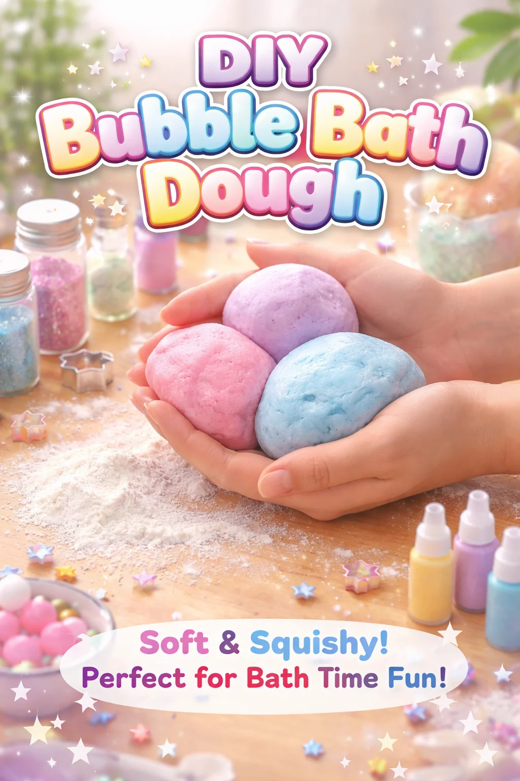 Colorful DIY bubble bath dough for fun bath time activities