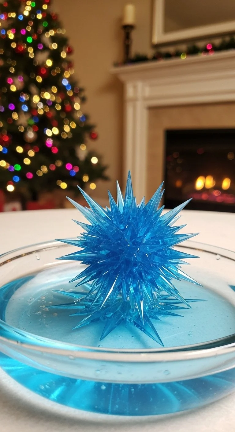 DIY crystal growing star tutorial with colorful crystals.