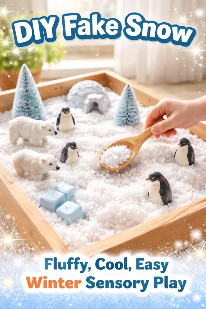 A bowl of DIY fake snow ready for holiday decorations.