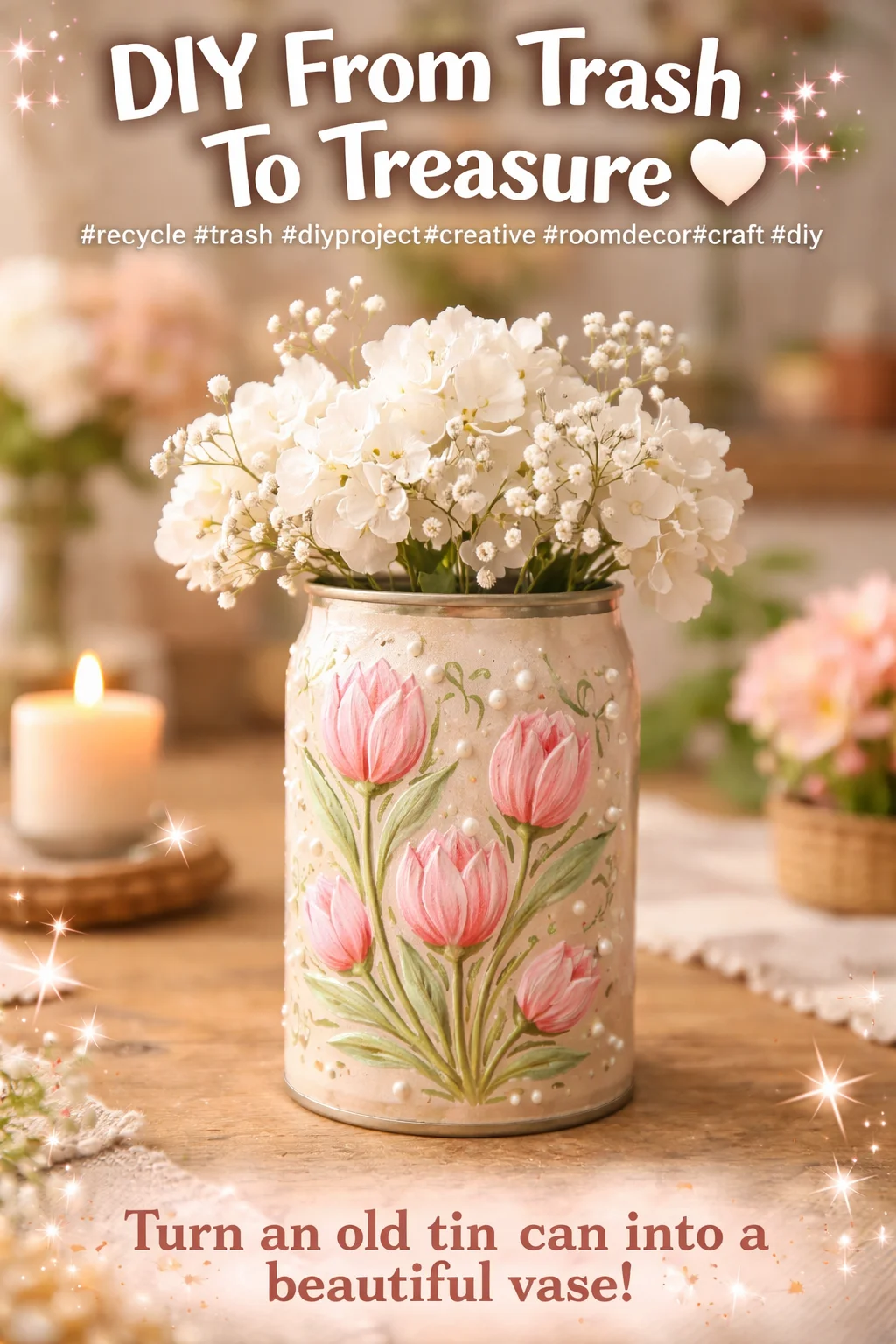 DIY project transforming trash into treasure for home decor