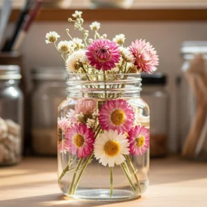 Homemade DIY gel air fresheners with natural ingredients in jars.