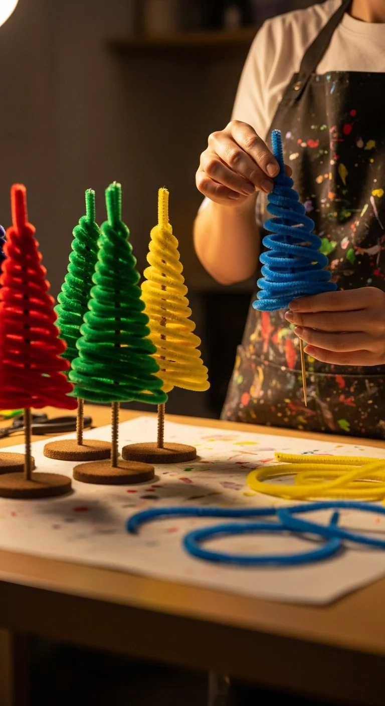 Colorful DIY rainbow crystal forest project with vibrant crystal formations