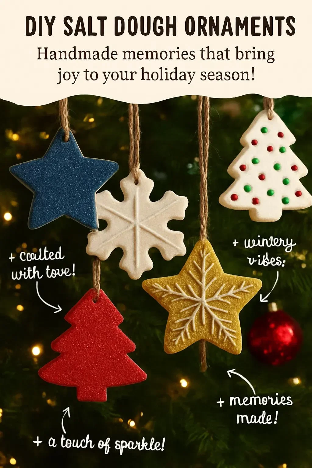 Colorful DIY salt dough ornaments for holiday crafting