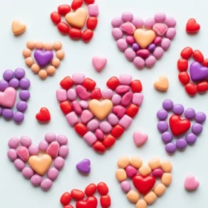 Colorful DIY Valentine’s Day Bean Art project featuring heart shapes and crafts.