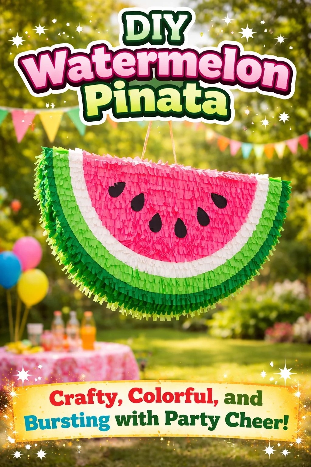 Handmade DIY watermelon piñata for party decoration