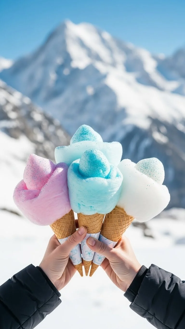 Edible Glitter Fairy Floss Cones with sparkling edible glitter toppings