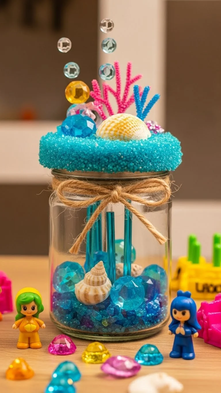 Colorful fake aquarium designed for kids' imaginative play and enjoyment.